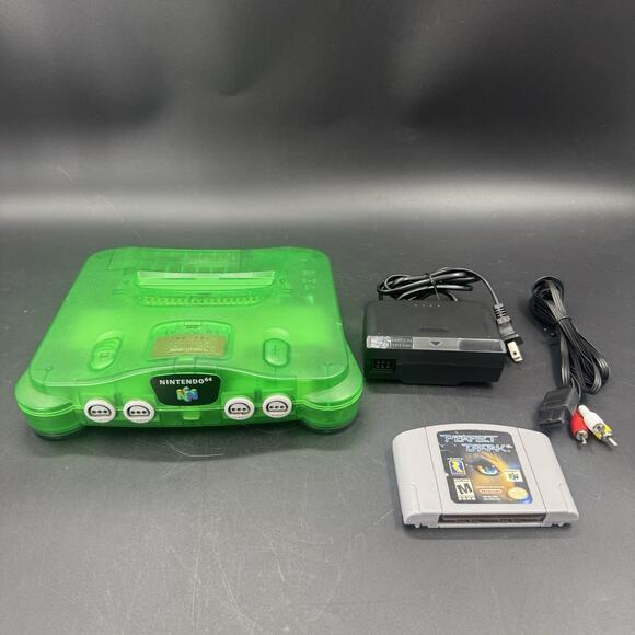 Nintendo 64 Jungle Green Edition Bundle With Perfect Dark Game & Cords Tested - Picture 1 of 11